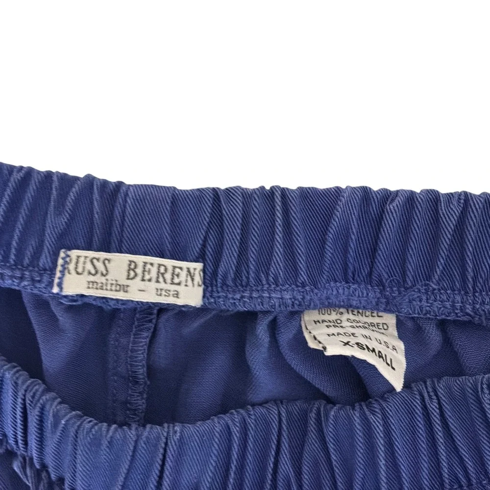 Russ Berens Malibu USA 2 Piece Set XS Blue Excellent Vintage Ruffle Tencel